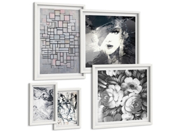 Conjunto De Pinturas Flores Abstratas Retrato Moderno Espelharte (5 Peças)