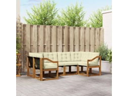 Vidaxl Conjunto De Sofás Para Exterior 6 Pcs Natural E Creme