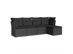 Conjunto de 5 sofás de jardim com almofadões Vime Pe Preto MAISON EXCLUSIVE (N/A)