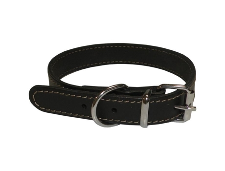 Coleira de Couro Macio e Ajustável YAGO para Cães Médios Tamanho M 34-40Cm Cor Preta
