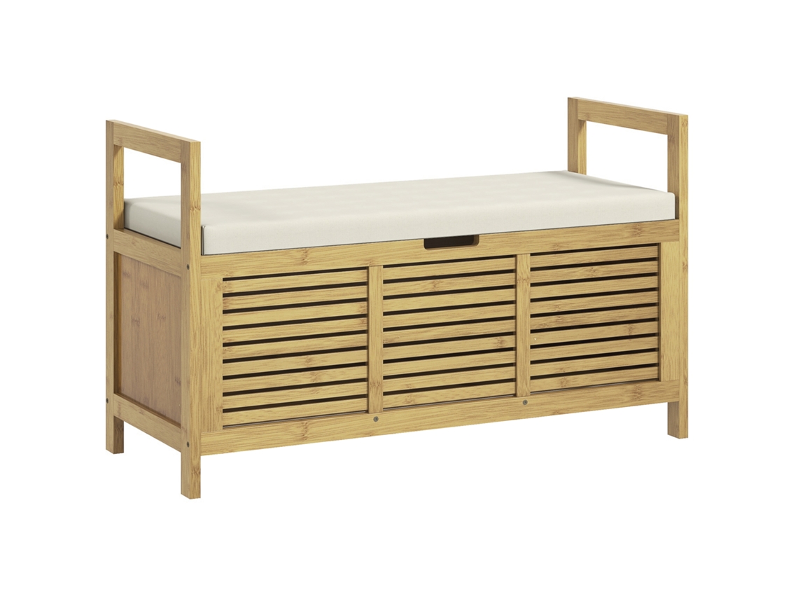 Banco Sapateira Dobrável em Madeira de Bambu 100x40x60cm