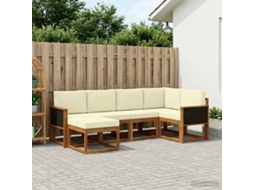 Vidaxl Conjunto De Sofás Para Exterior 6 Unid. Natural E Creme