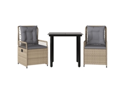 Conjunto de Jantar 3 Pcs para Jardim com Almofadões Vime Pe Bege MAISON EXCLUSIVE (3 pcs)