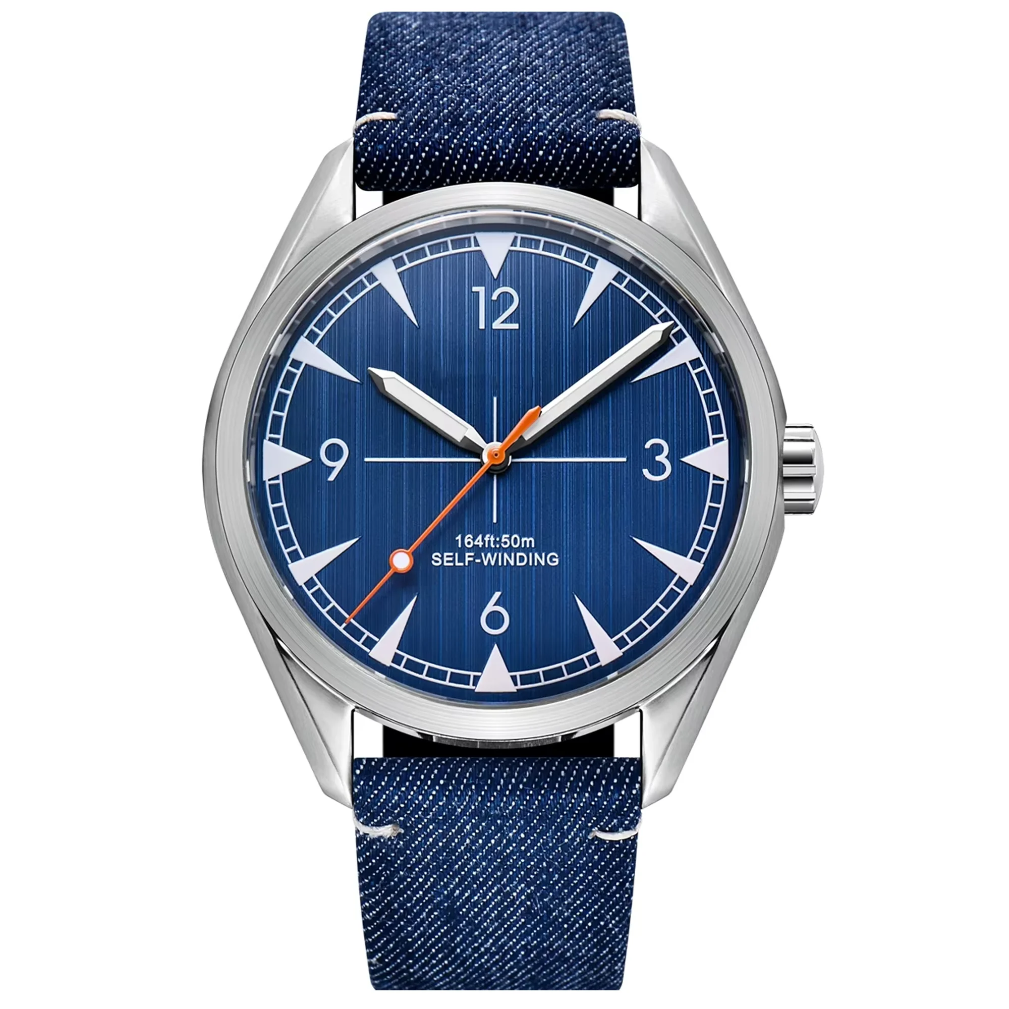 Relógio Masculino Mecânico Automático (azul), Em Couro Genuíno, À Prova D'água, Casual E Luxuoso.