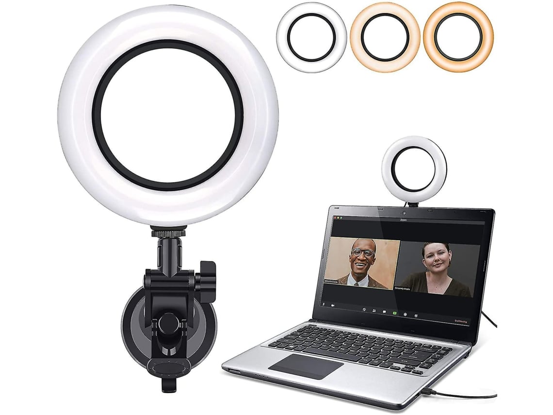 Rebe kit de Luz para Videoconferência, Luz Led Ajustável 6500k para Trabalho Remoto, Zoom, Streaming e Gravações em Laptops/monitores