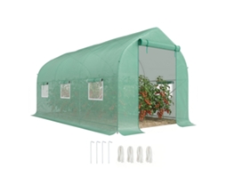 Estufa de Túnel Anti uv com 6 Janelas de Malha e Entrada Enrolável. em Metal e Pe. 4x2x2 M Verde Ge