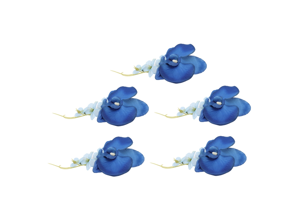 5 Botões de Gola de Noivo Flor Artificial Reutilizável Azul para Casamento Homem