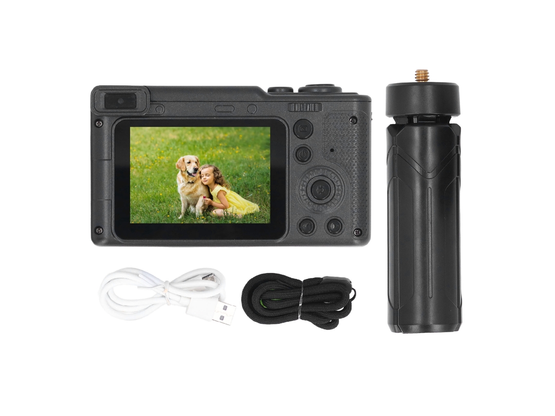 Câmera Digital Mali HD 4K 1080p com tela 2.4 polegadas e zoom 8x Dual para frontal e traseira preta