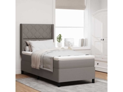 Vidaxl Cama Box Com Almofada Cinzento-acastanhado 200 X 90 Cm Tecido