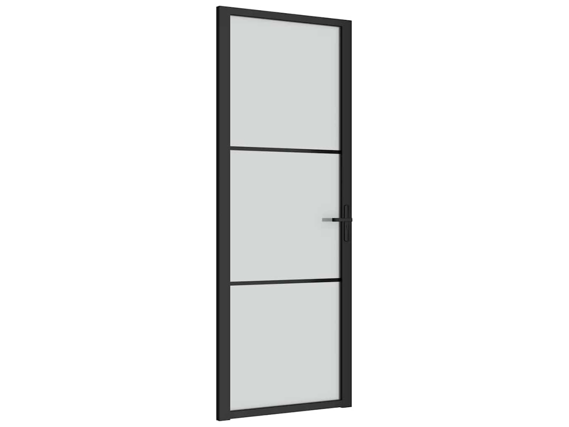 Maison Exclusive - Porta Interior 76x201,5 Cm Vidro E Alumínio Preto Mate