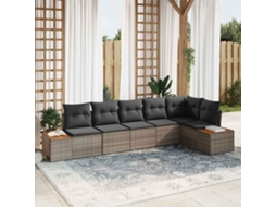 Vidaxl Conjunto De Sofá De Jardim 6 Unid. Cinzeto Rattan Sintético