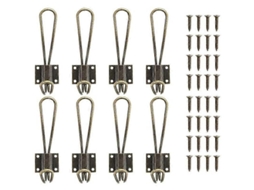 Conjunto de 10 Ganchos Metal para Roupas, Cabideiro e Organizador para Banheiro, Cozinha e Quarto, Bronze BRILVIBERA