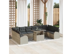 Vidaxl Conjunto De Sofá De Jardim 11 Pcs Cinzento-claro