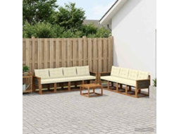 Vidaxl Conjunto De Sofás Para Exterior 9 Unid. Natural E Creme