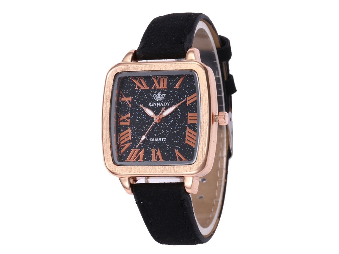 Reloj De Cuarzo Con Esfera Cuadrada Moda Unisex Regalo Casual (negro)