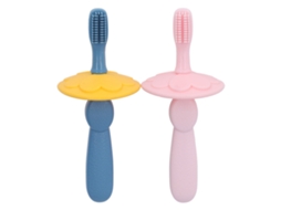 Mali 2pcs Escovão de Dentes de Silicone para Bebê Cerdas Ultra Macias Design Seguro Removível