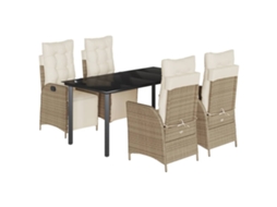 Conjunto de 5 Jantar para Jardim com Almofadões Vime Pe Bege MAISON EXCLUSIVE