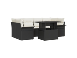 Conjunto 7 Conjunto De Sofá Modular Vidaxl Preto Vime Pe (100 X 55 X 73 Cm)