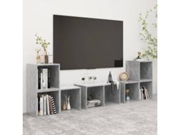 Vidaxl 6 Pcs Conjunto De Móveis De Tv Derivados Madeira Cinza Cimento