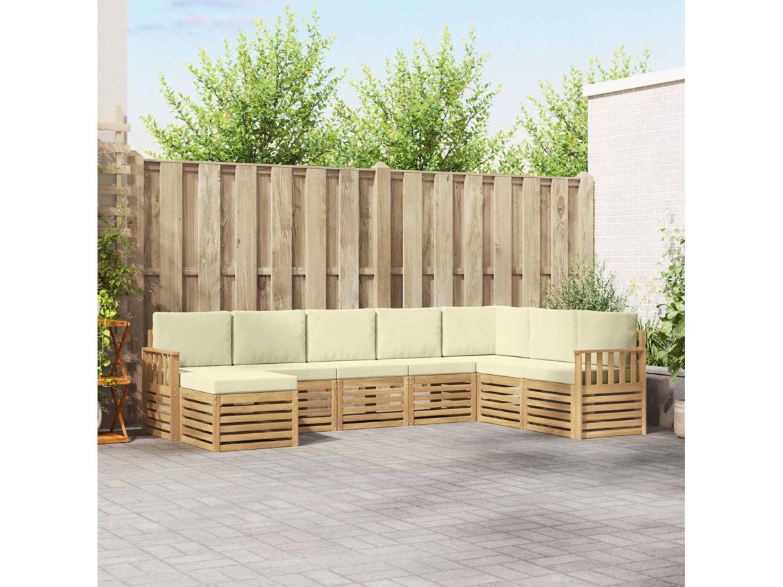 Vidaxl Conjunto De Sofás Para Exterior 8 Pcs Branco E Creme