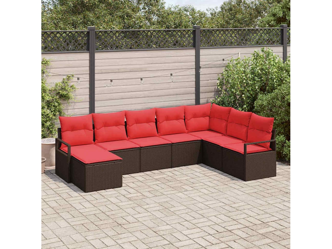 Vidaxl Conjunto De Sofás 8 Unid. Castanho Vime Pe