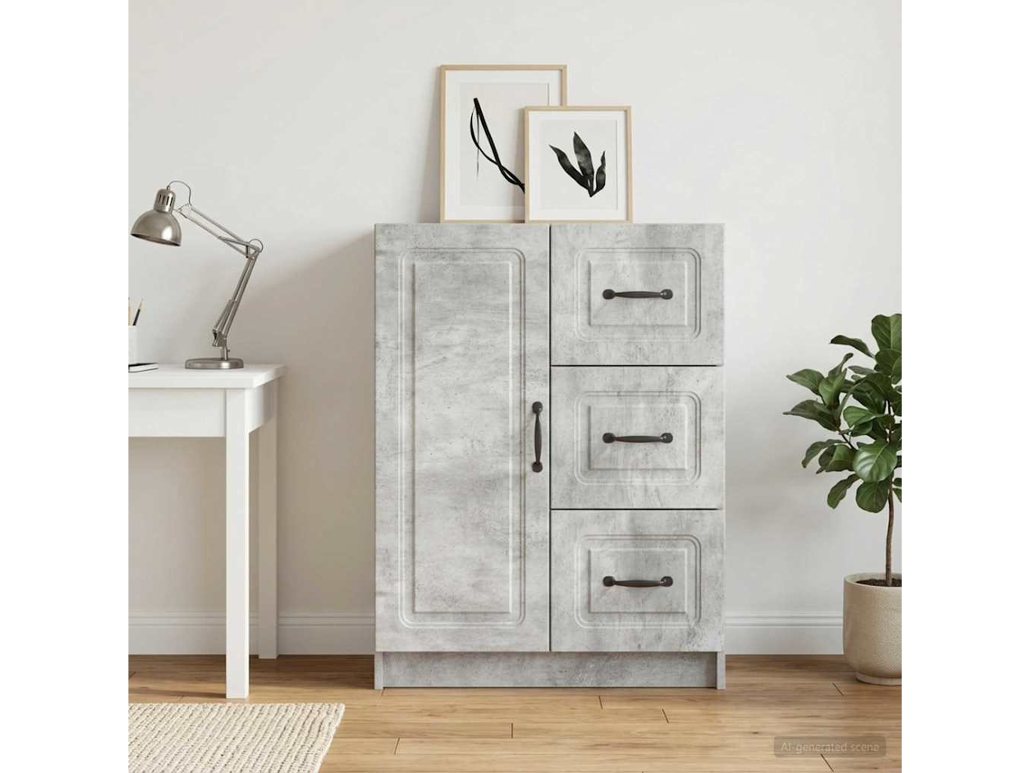Vidaxl Buffet Cinzento Cimento 66 X 34,5 X 87 Cm Derivados De Madeira