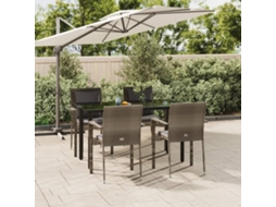 Pcs Conjunto Jantar Jardim C/ Almofadões Vime Pe Preto/cinza Dkd Home Decor