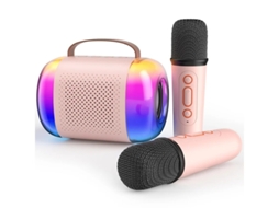 Mini Máquina De Karaokê Para Crianças Máquina De Karaokê Portátil Com 2 Microfones Sem Fio E Luzes Led Coloridas Para Festa Em Casa Brinqu Yizhood