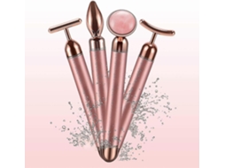Masajeador Facial de Pulso 4 em 1, Elétrico Rodillo Jade Quartzo Rosa GOKOCO