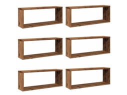 Wall Cube Shelf, Wall Cube Shelves Vidaxl Marrom Madeira Processada (60 X 15 X 23 Cm)