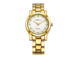 Relógio de Pulso Feminino Clássico Moderno Impermeável 30m com Movimento de Quartzo Ouro+branco