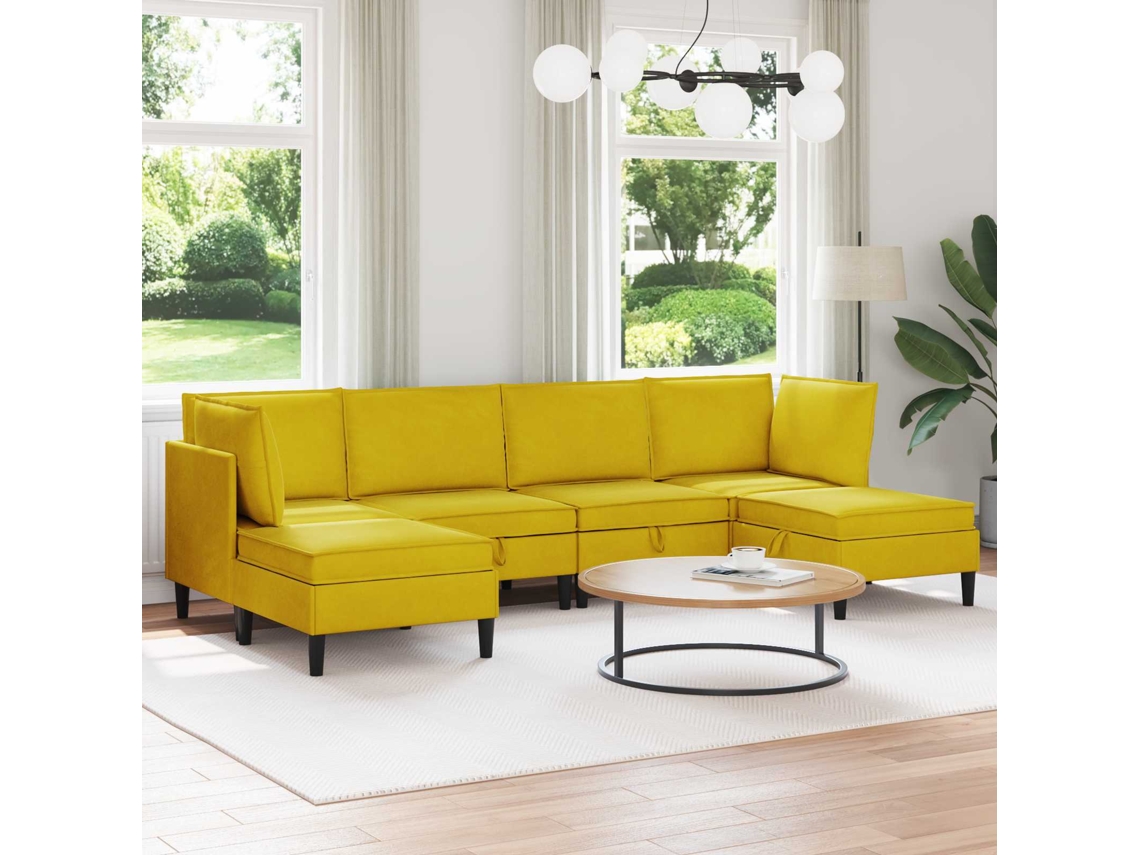 Vidaxl Conjunto De Móveis Para Sala De Estar 6 Pcs Amarelo Veludo