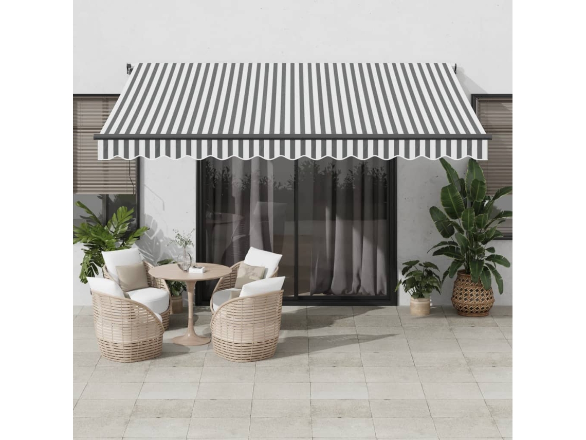 Vidaxl Toldo Retrátil Manual 400x350 Cm Antracite E Branco