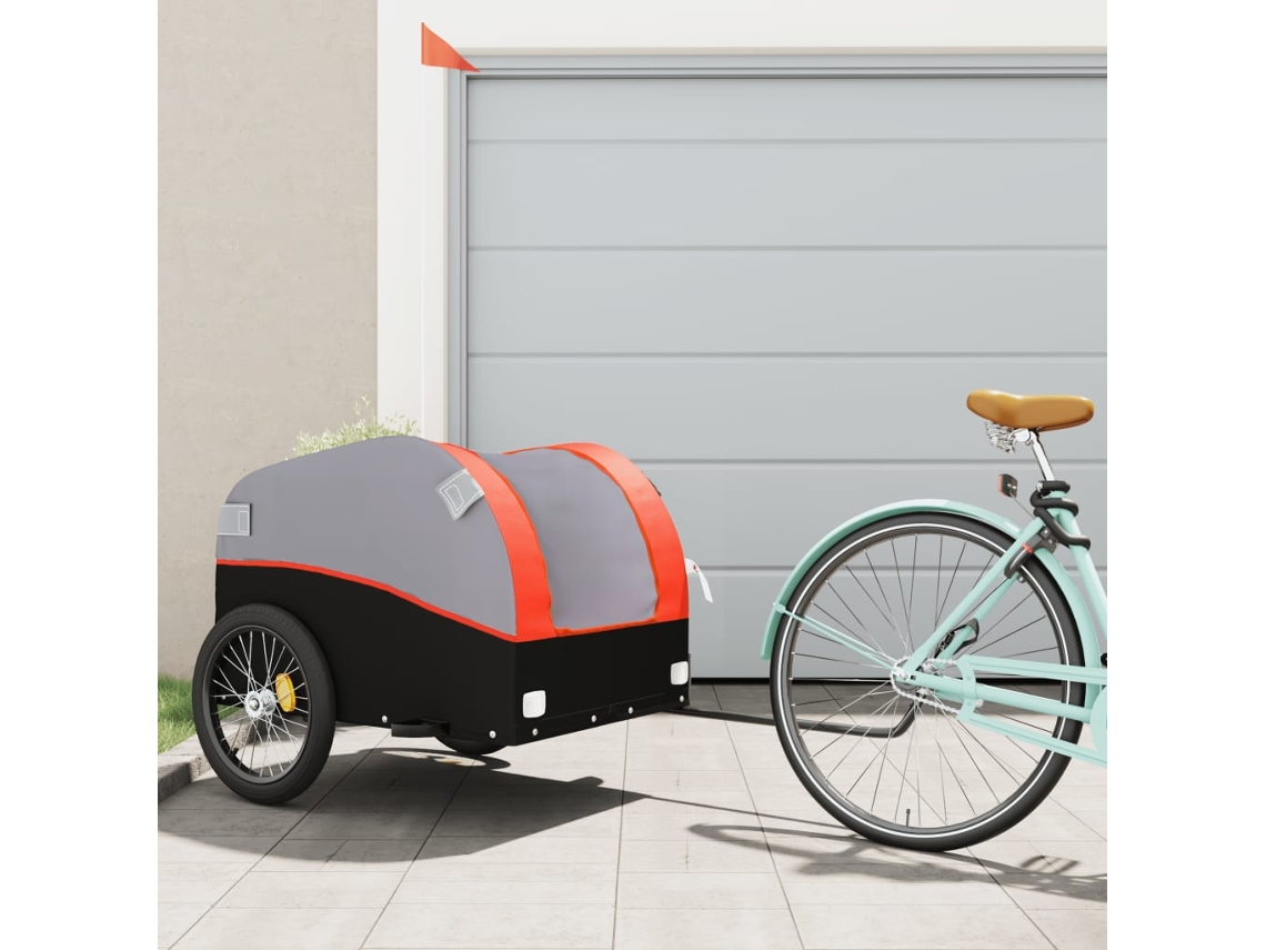 Vidaxl Reboque Para Bicicleta 45 Kg Ferro Preto E Laranja