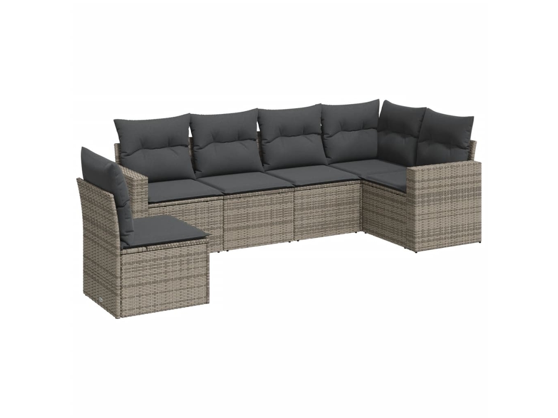 Conjunto de 6 Sofás de Jardim com Almofadões Vime Cinzento MAISON EXCLUSIVE (80x200 cm)