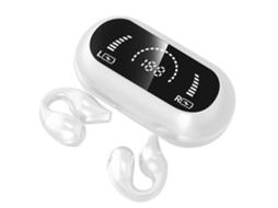 Fones De Ouvido Sem Fio Bluetooth Com Clipe De Orelha, Fones De Ouvido Esportivos Com Display Led De Energia, Estojo De Carregamento Branco