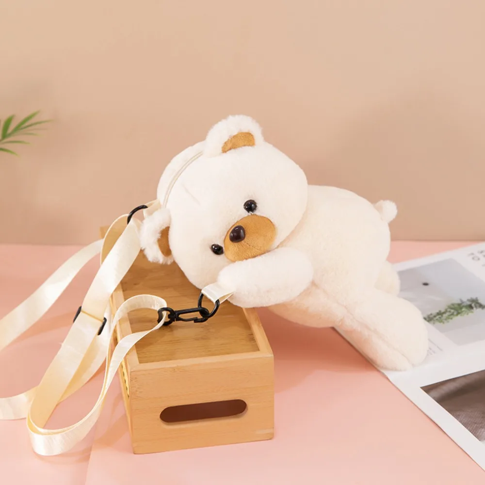 Bolsa Transversal Simples para Brinquedo de Pelúcia , Grande Capacidade, Bolsa de Ombro para Boneco de Animal MDUG (marrom Claro)