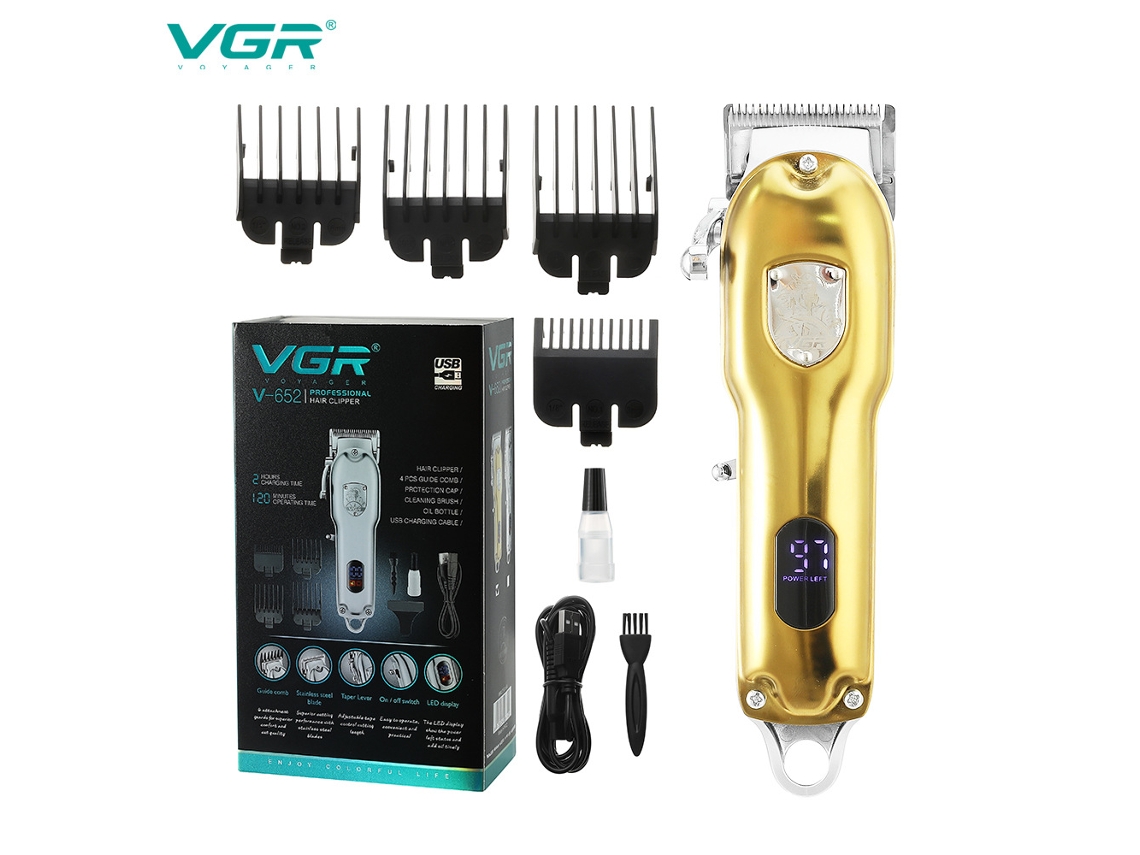 (dourado) Máquina De Cortar Cabelo Elétrica Com Corte Espiral, Tela Lcd, Barbeador Elétrico De Alta Potência