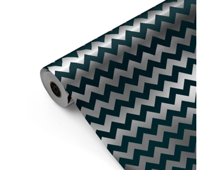 Bobina De Papel De Presente, Rolo Grande 62cm X 100m • Chevron Prata • Ideal Para Lojas Negócios Comércio Embalar Presentes Aniversários Fiesta Paper