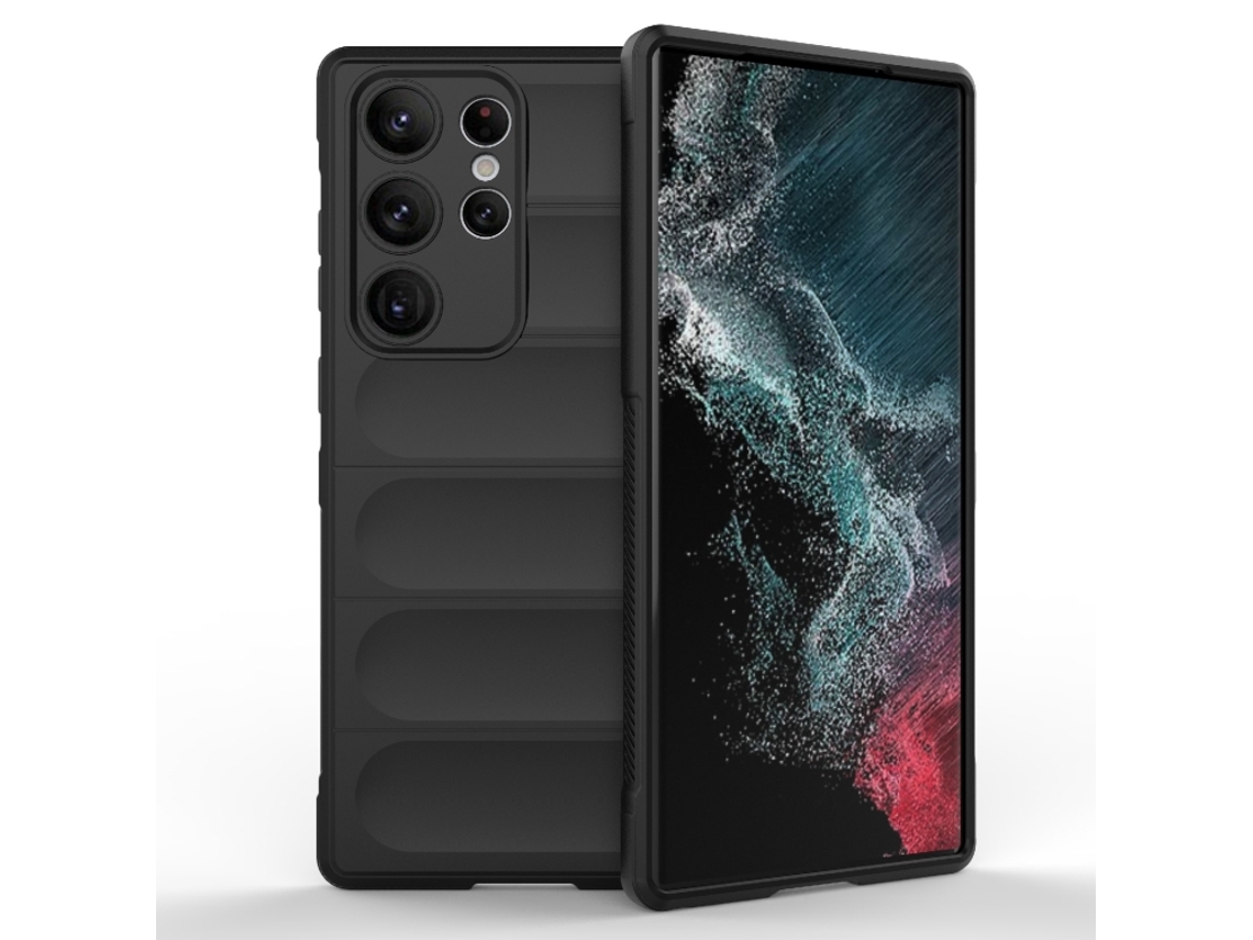 Capa Halinuia Para Samsung Galaxy S23 Ultra 5g Magic Shield Tpu Flanela Preta (proteção Integral, Interior Em Flanela)