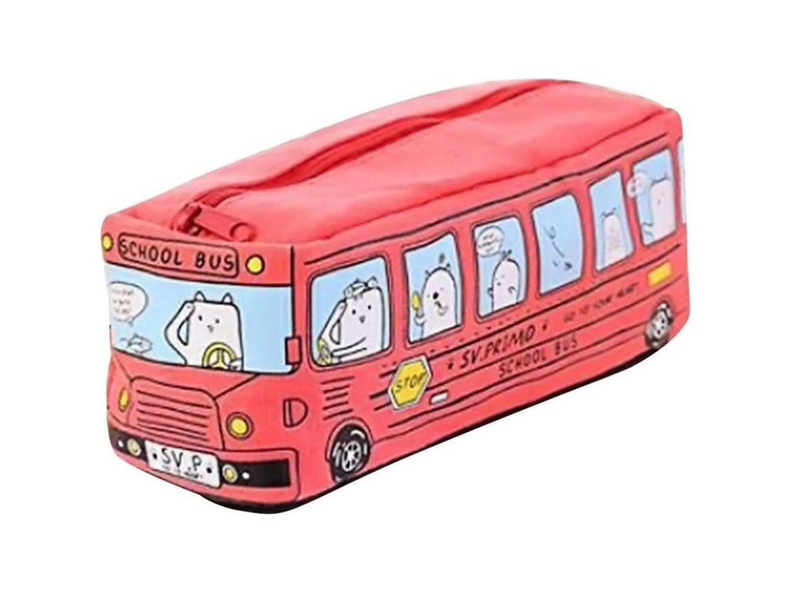 2026rebe linjou Estuche Escolar Ônibus Lienzo com Cremallera para Estudantes Adolescentes Vermelho