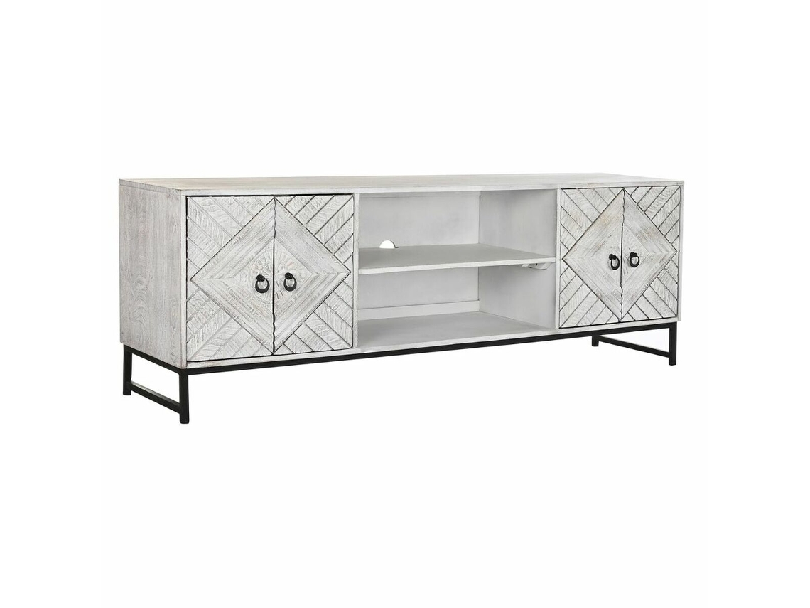 Móvel de TV DKD Home Decor 180 x 40 x 60 cm Metal Preto Branco Madeira de Manga
