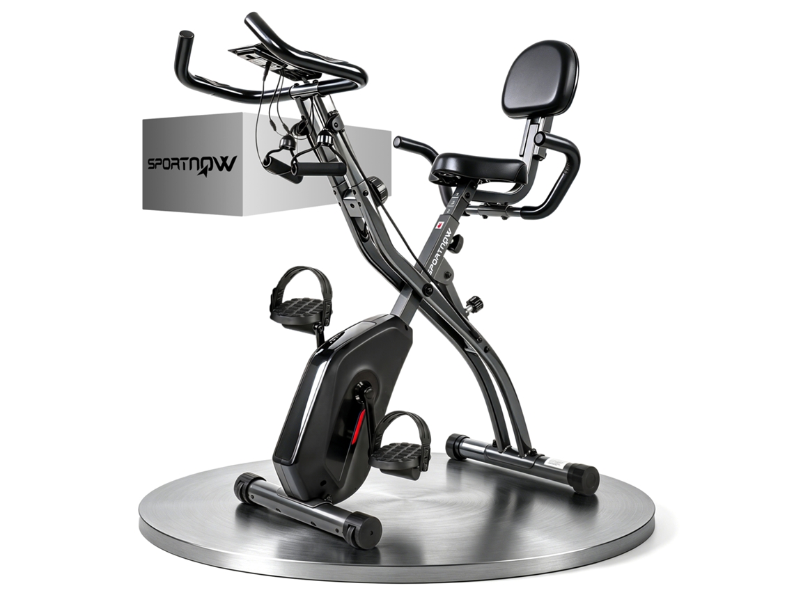 Bicicleta Estática Dobrável 3 Em 1 Com Bandas Elásticas, App Bluetooth, 8 Níveis De Resistência Magnética, Ecrã Lcd
