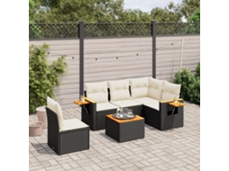 Vidaxl 6 Pcs Conjunto Sofás De Jardim C/ Almofadões Vime Pe Preto