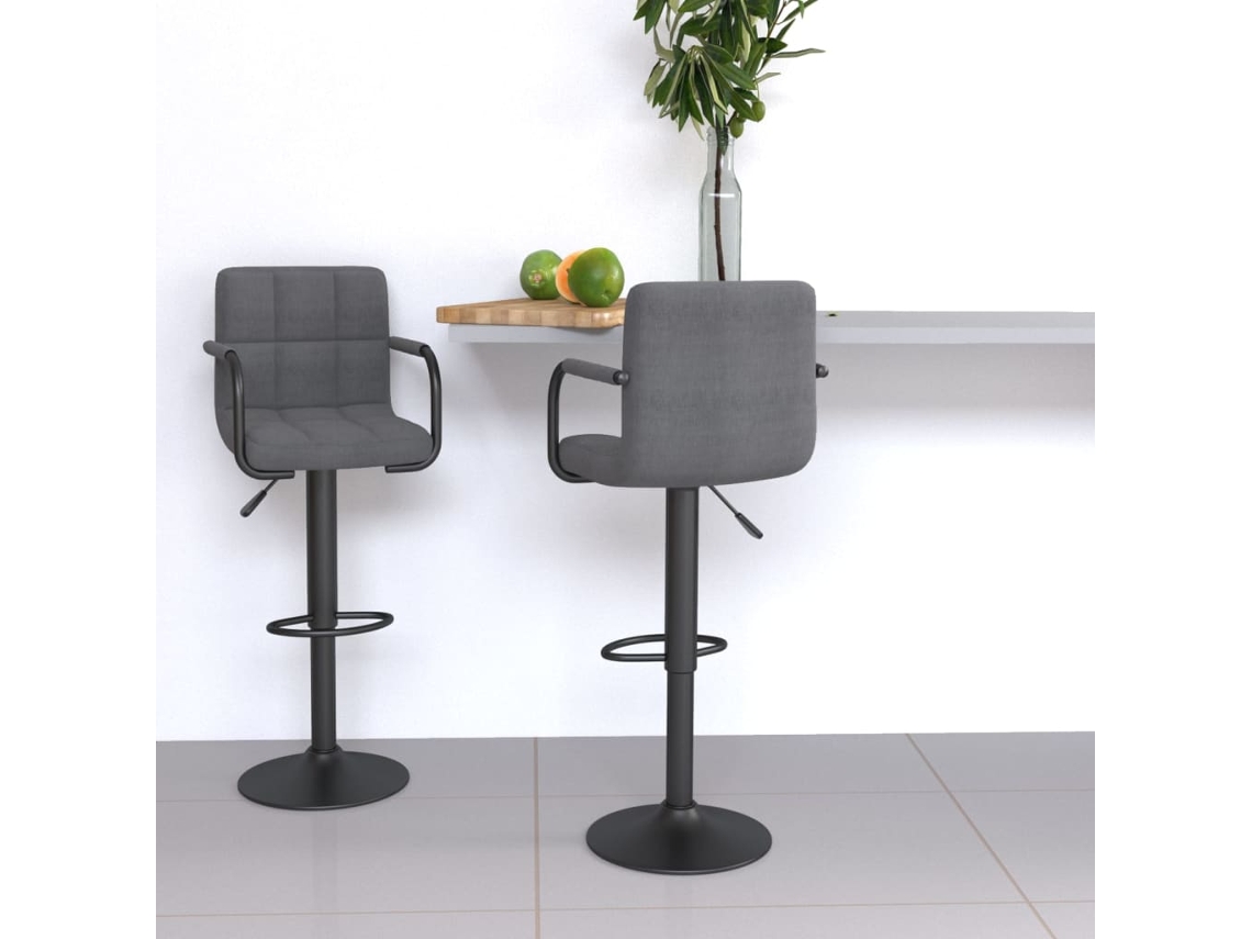 Vidaxl Bancos De Bar 2 Pcs Tecido Cinzento-claro