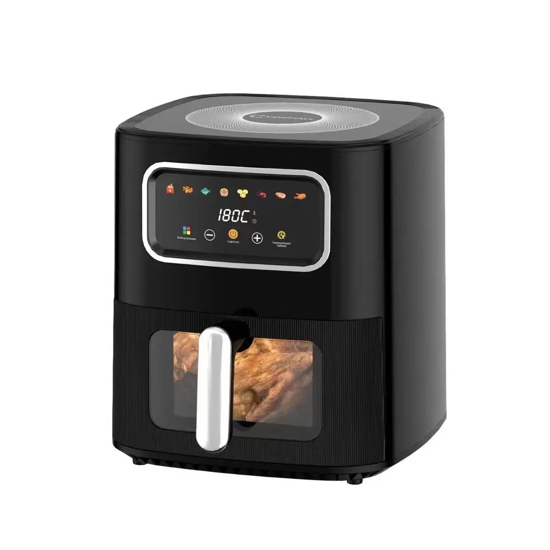 Fritadeira Elétrica Visual Air Fryer de 10l, Design Quadrado Moderno, Grande Capacidade MDUG (preta)