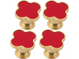 Conjunto De 4 Puxadores Liga Zinco Para Armários E Cômodas, Em Formato De Trevo Quatro Folhas, Com Parafuso, Para Móveis