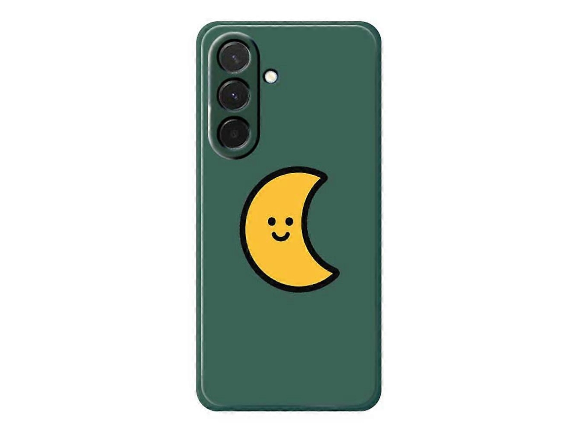 Capa Traseira De Tpu Com Borda Reta E Estampa De Lua Amarela Para Samsung Galaxy A36 5g, Verde