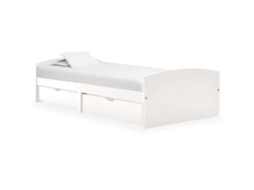 Vidaxl Estrutura De Cama Com 2 Gavetas 90x200 Cm Pinho Maciço Branco