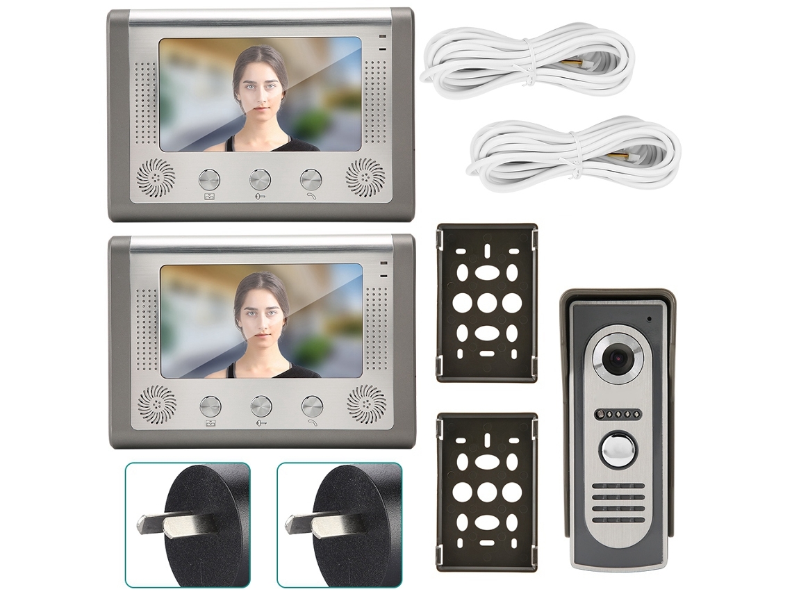 Campainha De Interfone De Vídeo Com Fio De 7 Polegadas (1v2, Uma Unidade Principal E Duas Subunidades, Fonte De Alimentação Padrão Australiana)